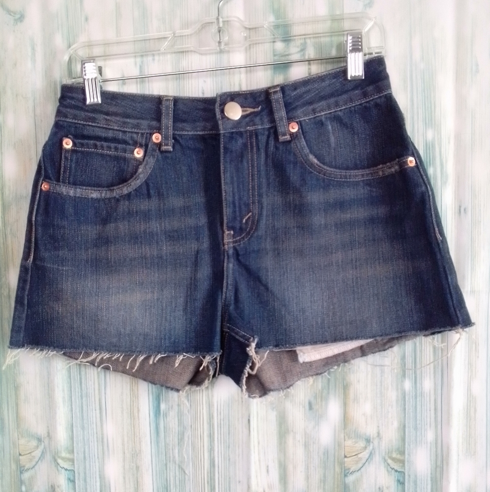 ASOS Denim jean cut off shorts dark wash high rise size 2